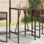 Vidaxl table de bar d?extrieur marron 70x70x110 cm rsine tresse, table de bar, table haute d'extrieur, ...
