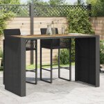 Vidaxl table de bar de jardin et dessus en bois d'acacia noir rsine tresse, table d'extrieur, table ...