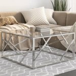 Vidaxl table basse argenté acier inoxydable et verre trempé 349945 Vidaxl table basse argenté acier inoxydable et verre trempé 349945