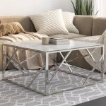 Vidaxl table basse argent acier inoxydable et verre tremp 349947