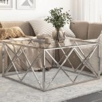 Vidaxl table basse argent acier inoxydable et verre tremp 349977