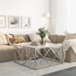 Vidaxl table basse argent acier inoxydable et verre tremp 349979