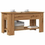 Vidaxl table basse ch�ne artisanal 101x49x52 cm bois ding�nierie table basse � dessus relevable bout ...
