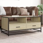 Vidaxl table basse ch�ne sonoma 100x50x45cm bois ding�nierie et m�tal 848785