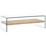Vidaxl table basse clair 98x45x31 cm verre tremp 284743