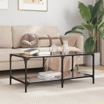 Vidaxl table basse avec dessus en verre noir 985x50x40 cm acier table dappoint table de salon table  ...