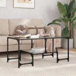 Vidaxl table basse avec dessus en verre noir 985x50x45 cm acier table dappoint table de salon table � ...