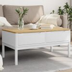 Vidaxl table basse floro blanc 99x555x45 cm bois massif de pin table dappoint table de salon table � ...