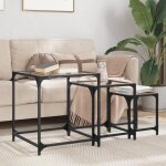Vidaxl tables basses gigognes 3 pcs dessus en verre transparent acier table gigogne table gigogne moderne ...