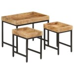 Vidaxl tables basses gigognes 3pcs tables dappoint empilables tables de chevet bout de canap� salon bois ...