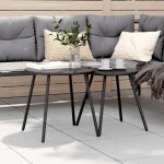 Vidaxl tables basses de jardin 2pcs rondes noir acier enduit de poudre table de jardin table de patio ...