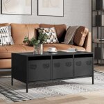 Vidaxl table basse noir 1015x50x435 cm acier lamin� � froid 851268