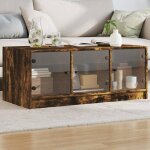Vidaxl table basse avec portes en verre bout de canap� avec rangement table dappoint meuble de salon ...