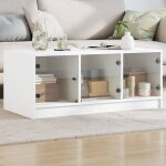 Vidaxl table basse avec portes en verre bout de canap avec rangement table dappoint meuble de salon ...