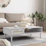 Vidaxl table basse senja aspect rotin blanc 100x55x33 cm bois massif 358047