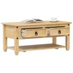Vidaxl table basse avec tiroirs corona 100x48x45 cm bois de pin massif table dappoint table de salon ...