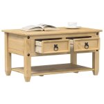 Vidaxl table basse avec tiroirs corona 85x50x45 cm bois de pin massif table dappoint table de salon table ...