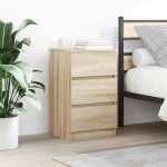 Vidaxl table de chevet avec 3 tiroirs ch�ne sonoma 39x35x65 cm table dappoint armoire de lit table dappoint ...