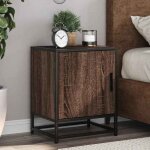 Vidaxl table de chevet chne marron 40x31x50cm bois dingnierie mtal meuble de chevet table dappoint ...