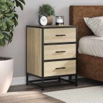 Vidaxl table de chevet chne sonoma 40x345x60cm bois ingnierie mtal table dappoint armoire de lit table ...