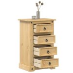 Vidaxl table de chevet corona 53x39x84 cm bois de pin massif, meuble de chevet, table d'appoint, armoire ...