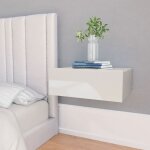 Vidaxl tables de chevet flottantes 2pcs armoire de lit murale table de nuit meuble de chambre  coucher ...