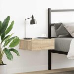 Vidaxl table de chevet flottante armoire de lit murale table de nuit meuble de chambre � coucher maison ...
