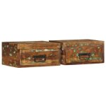 Vidaxl tables de chevet murales 2 pcs bois massif de récupération armoire de chevet flottante armoire ... Vidaxl tables de chevet murales 2 pcs bois massif de récupération armoire de chevet flottante armoire ...