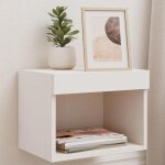Vidaxl table de chevet murale avec lumi�res led armoire de lit murale avec rangement table de nuit suspendue ...