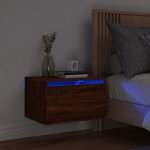 Vidaxl table de chevet murale avec lumi�res led armoire de nuit table de nuit armoire de chevet chambre ...