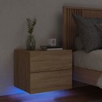 Vidaxl table de chevet murale avec lumi�res led armoire de nuit table de nuit armoire de chevet chambre ...