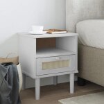 Vidaxl table de chevet senja aspect de rotin blanc bois de pin massif 358011