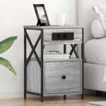 Vidaxl table de chevet sonoma grise avec 1 tiroir en bois de qualit� station de chargement - 40 x 31 ...