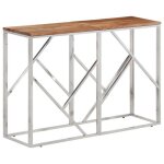 Vidaxl table console argent acier inoxydable et bois massif d'acacia, table de canap, table de couloir, ...