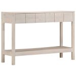 Vidaxl table console blanc 110x35x75 cm bois de manguier solide table de canap table console de couloir ...