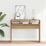 Vidaxl table console ch�ne artisanal 105x30x80 cm bois ding�nierie bout de canap� table de couloir support ...