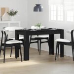Vidaxl table  dner chne noir 120x60x76 cm bois dingnierie table table de dner meuble  manger table ...