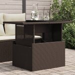 Vidaxl table de jardin dessus en verre marron 100x55x73 cm poly rotin table dext�rieur table table � ...