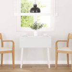 Vidaxl table � manger blanc bois massif et caoutchouc table de salle � manger table � d�ner meuble � ...