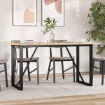 Vidaxl table  manger cadre en o table  dner table de repas cuisine restaurant intrieur 160x80x75 ...