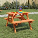 Vidaxl table de pique - nique pour 4 enfants avec trou de parasol sapin banc de pique - nique table de ...