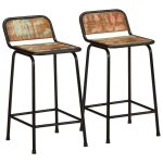 Vidaxl tabourets de bar lot de 2 46x355x80cm bois massif r�cup�ration chaise chaise de bar de cuisine ...