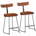 Vidaxl tabourets de bar lot de 2 49x43x79 cm bois de manguier massif chaise chaise de bar de cuisine ...