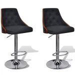 Vidaxl tabourets de bar 2 pcs bois courb et tissu