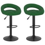Vidaxl tabourets de bar lot de 2 vert fonc� velours chaise tabouret de bar de cuisine chaise bistro tabouret ...