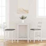 Vidaxl tabourets de bar avec coussins 2 pcs blanc bois massif dhva chaise chaise de bar de cuisine ...