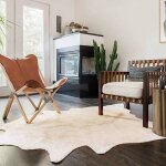Vidaxl tapis en peau de vache vritable beige 180x220 cm 376704