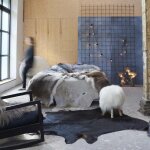 Vidaxl tapis en peau de vache vritable noir 180x220 cm 376701