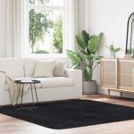 Vidaxl tapis shaggy � poils longs noir 200x200 cm polyester tapis tapis de chambre tapis moderne tapis ...