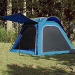Vidaxl tente de camping 4 personnes tente dombrage avec sac de transport auvent portable avec parois ...